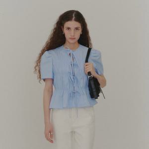 [플랙진]여성 여름 리본 타이 반팔 블라우스 (PWTF2BLL64W)