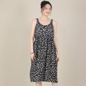 애비뉴투지 엄마옷 한여름 얇은 아사면 셔링 나시 플라워 원피스 H08550