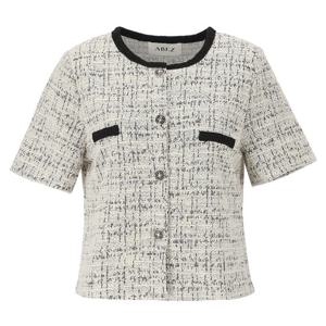 [에이비에프지]배색 포인트 라운드넥 반팔 트위드 재킷 APZ3ZJ31H