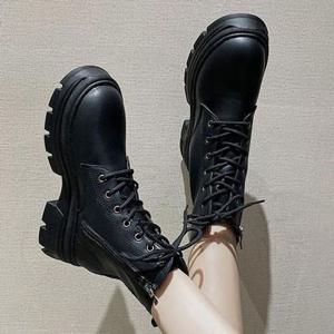 여성 미들 부츠 슈즈 여자 워커 키높이신발 2색 여성앵클부츠 여성워커부츠 여성앵글부츠 여성신발 미들부츠 여자워커 통굽부츠 가을부츠 앵클슈즈 여자신발