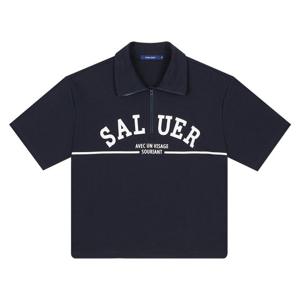 [클라이드]여자 카라 반집업 레터링 반팔티셔츠 FOBTS738F