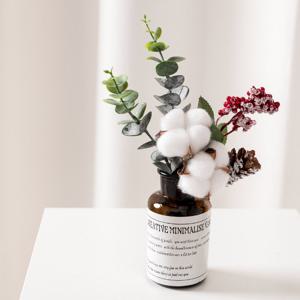 크리스마스 장식 목화 조화 화병 세락 set 28cm (DIY) 소품 테이블 탁상용 오브제 행사 촬영 꾸미