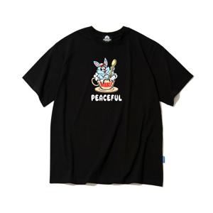 [트립션]PEACEFUL RABBIT GRAPHIC T-SHIRTS - BLACK