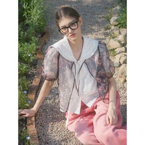 [바이탈싸인] 플라워 오간자 블라우스_Black [25MNSUTOP15BK]