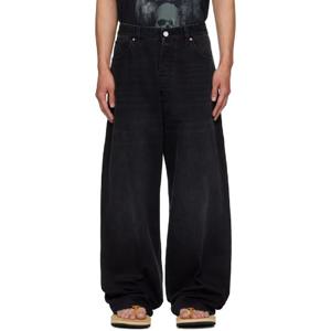 25 FW 베트멍 남성 블랙 페인팅 아나키 리워크 데님 진 252669M186003