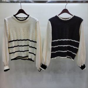 [반에이크]주름 소매 단가라 니트 티셔츠 (VB42KTQ312Z)_GJA