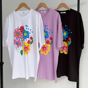 나야홍 / 빅사이즈나염티 U962L507 후라이플라워빅티셔츠 LI