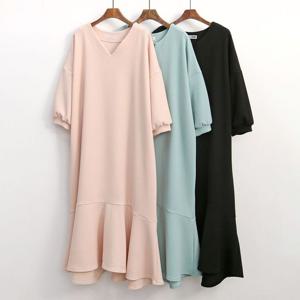 나야홍 / 빅사이즈프릴원피스 G628L507 브이넥가시훌롱원피스 N