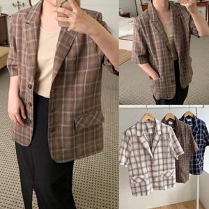 나야홍 / 위쉬몰 MO 써머린넨체크반팔자켓(V003H507) 빅사이즈