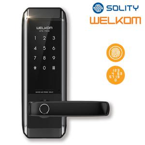 웰콤 WTS-750B 디지털도어락 지문인식 무타공 도어록 0초바로잠금 지문인증 0.9초 최대100개 잠금시간설정 내부이중잠금 강력한내구성 솔리티 현관문 번호키 아파트 빌라