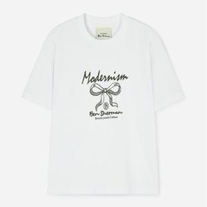 [클라이드]여성 리본 드로잉 슬림 크롭 반팔티셔츠 FMBTS715F