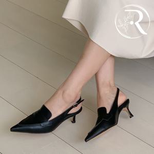 [디자이어로즈] 여성 스틸레토 가죽 슬링백 힐 5cm