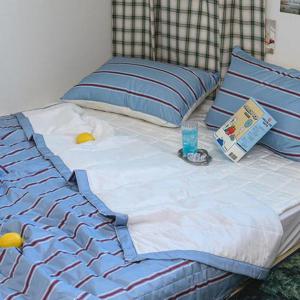 해피니 이불패드세트 레트로 M2 듀라론 냉감 이불 패드 베개 퀸 Q (블루)