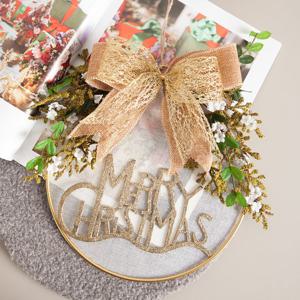 크리스마스 리스 벽장식 네츄럴 메탈링 28cm 벽걸이 소품 현관 문 카페 입구 데코