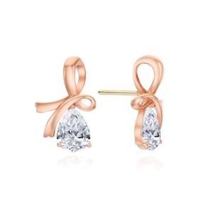 14K 핑크골드 리본 드롭 귀걸이 TETK4P04129M