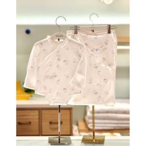 압소바 HK(신생아 출산선물) 리본코튼모달배냇슈트 속싸개세트(25FW신상품) (A2D10108B)