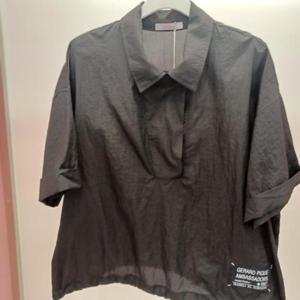 Latium HC06 국내생산 얇고 가벼운 밑단스트링 와펜 남방형 반팔 카라 셔츠블라우스 T2531bl04B1