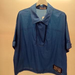 Latium HC06 국내생산 얇고 가벼운 밑단스트링 와펜 남방형 반팔 카라 셔츠블라우스 T2531bl04B