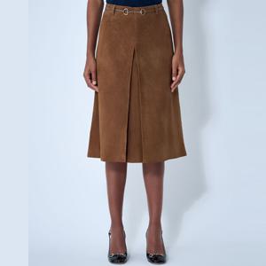 25 FW 구찌 홀스빗 하드웨어 웨이스트 스웨이드 미니 스커트 카멜 835480 XNA8L 2535