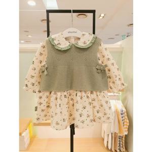 [압소바] (민트)(조카백일돌선물) 허브 니트베스트 원피스세트 (A25251071)