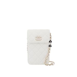 [엘러브] 샤넬 23P 폰홀더백 화이트/펄리화이트 금장 램스킨 5ET1282