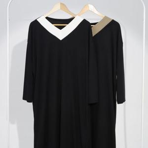 [모노무드]모노무드 빅사이즈 딥브이 원피스 여성 302N899S 배색