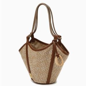 [닥스핸드백] 베이지 라피아 미니 토트 겸 숄더백 DCBA5F112I2