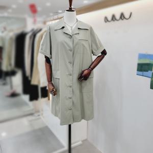 [비지트인뉴욕]카라 오픈 셔츠 미디 반팔원피스 VA5OP75o_US