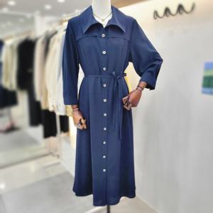 [비지트인뉴욕]벨티드 카라7부소매 셔츠 롱원피스   VB4OP222_US