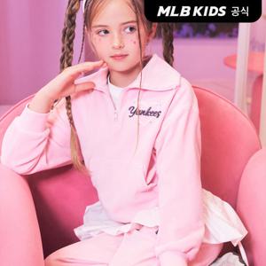 [MLB키즈 공식] 25FW 스트릿 하트 여아 카라 맨투맨 NY (Mg.Pink) 7FMTH0254-50PKM