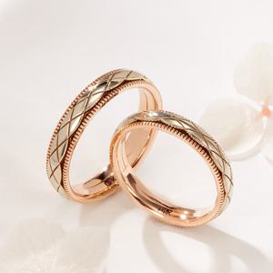 [비앤비골드] 14K 로렛트 웨이브컷 회전 커플링 반지 세트 SCS41930