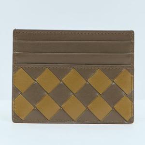 25 FW 보테가 베네타 컬러블록 인트레치아토 레더 카드홀더 카키 795612 V4SQ2 3512