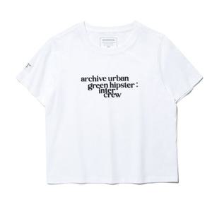 [인터크루]전면 레터링 크롭 반팔티 화이트 ITY2TM54AWH_JJ