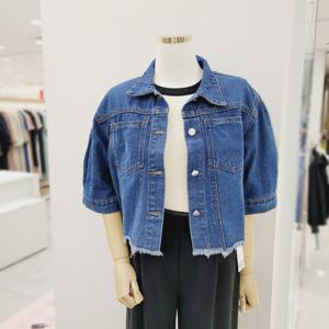 [비지트인뉴욕]벌룬반팔 크롭 빈티지 청자켓 VA5DJ711_US