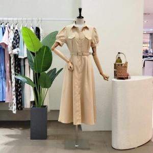 [포커스]  FM3D9OP5444_카라넥 벨티드 A라인 롱원피스