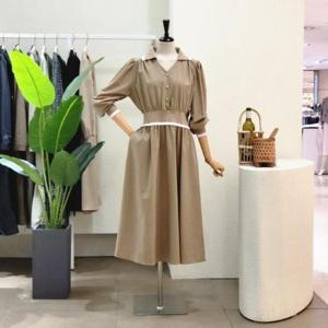 [포커스]  FF3I7OP01394_카라 배색 밴딩 롱원피스