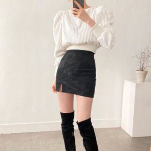 [다잇템]여자 겨울 패션 트임 레더 속바지 미디 스커트