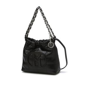 [헤지스]HIBA5F543SV_여성 블랙 로고배색 소가죽 미니숄더백