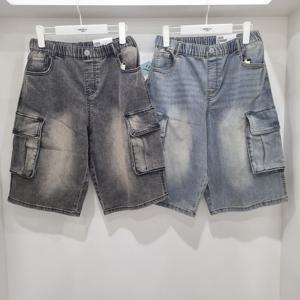 [행텐주니어]스판 루즈 스트레이트핏 카고 5부 청바지14520-056-