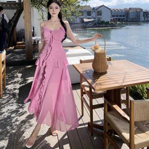 [바바라옷장]248642 - 셔링 쉬폰롱원피스 휴양지룩 바캉스룩 맥