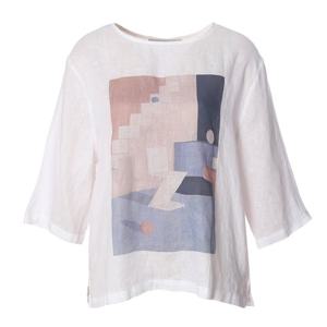 [안지크]프린팅린넨티블라우스 AJ2BL5600