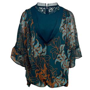 [데시데]프린트 쉬폰 레이어드 블라우스 DOS116