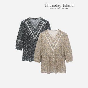 [Thursday Island] 브이넥 레이스 블라우스(T236MBL134W)