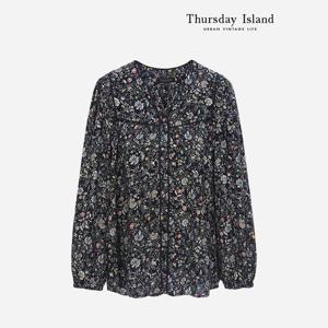 [Thursday Island] 솔리드 트리밍 패턴 블라우스(T236MBL135W)