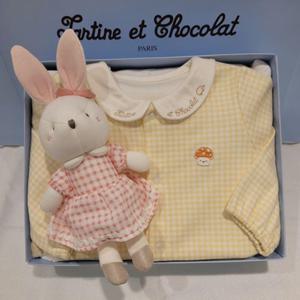 쇼콜라 Y체크슈트제이니애착인형세트 (TNNWUS03UB)가을겨울여아실내복출산백일선물