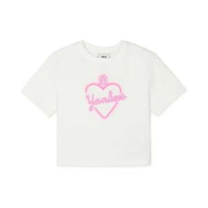 MLB반팔티 PQJ 3FTSH0243-50IVS 여성 하트 미듐로고 슬림 크롭 반팔 티셔츠