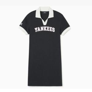 MLB긴팔티 PQJ 3FOPV0143-50BKS 바시티 레터링 피케 원피스