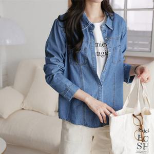 [헤레이스]절개라인 스냅 청남방_YMSH25FW002