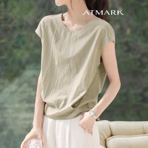 ATMARK 스냅캡소매베이직티셔츠_AA53TS089G