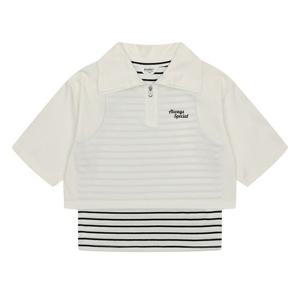 [에꼴리에]여아 레이어드 반집업 카라 7부 티셔츠 23C0485_IV